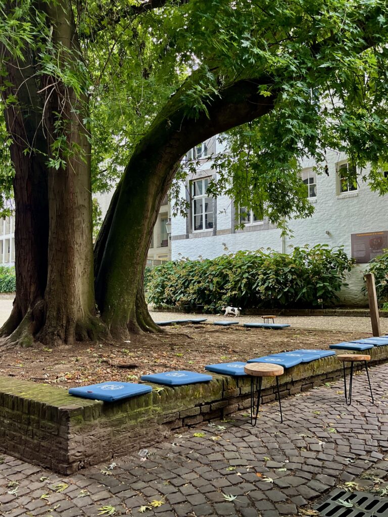 Het leuke terras van Petit Café Mondriaan