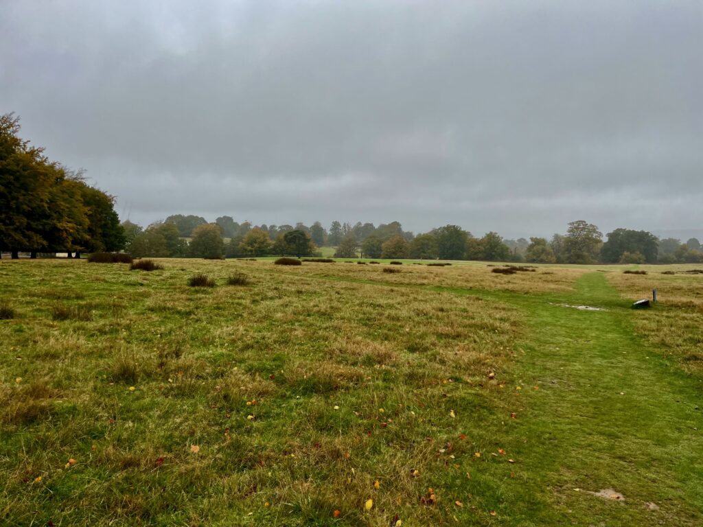 Het wilde landschap rondom Knole House met guur herfstweer