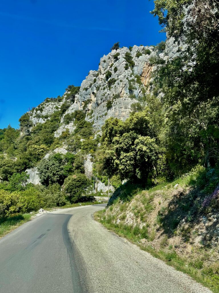 Roadtrip door de Dentelles de Montmirail: Typisch landschap langs de D90 in de Dentelles